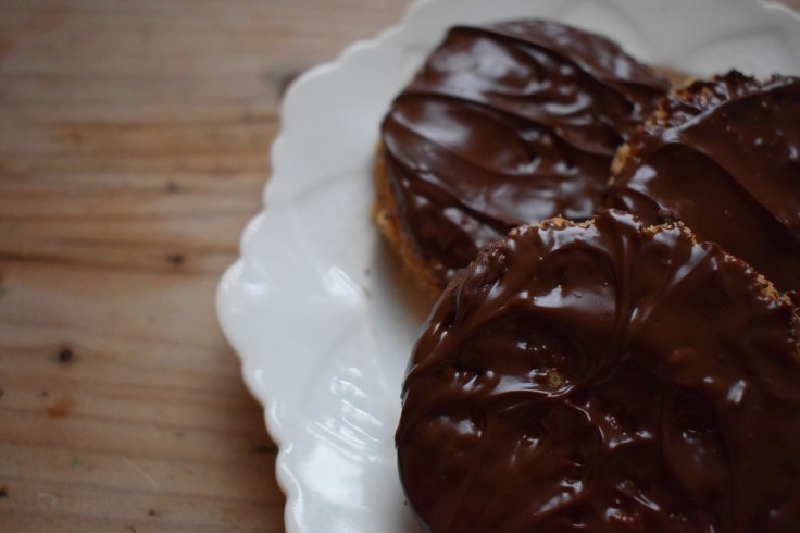 Chocolate hobnob-style biscuits, from Crumbs and Roses